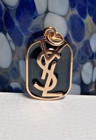Designer Ysl Button  Pendant  Black   Gold Zipper Pull   23mm X 18mm