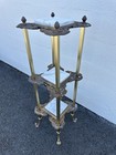 Ornate Victorian 3 Tier Pedestal Marble Top Inlay Brass Plant Stand 40 X 13