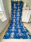 128x56 Large 1860 Curtain Prussian Blue French Rococo Floral Material