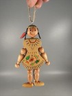 Vintage Austrian Wood Pull String Puppet Native American Indian Girl Toy Decor