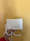 Chanel White Quilted Flap Crossbody Bag Chain Strap Gold Cc Logo Small