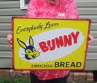 Everyone Loves Bunny Bread Embossed Metal Advertising Sign