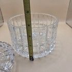 Vtg Lead Crystal Biscuit Barrel Cookie Jar With Lid - Grid Crosshatch Pattern -