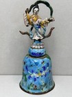 Antique Chinese Enamel Bell Guanyin Figure 19th Century Rare Floral Cloisonne