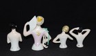 4 Vintage German Half Dolls Pin Cushions Lady With Fan Flapper Ladies