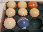 Antique Very Rare Lot Of 8 Zig Zag Clay Pocket Billiard Pool Balls