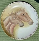  2  Unique Horse Equestrian Decor Ceramic Plates gold Trimmed  Raised  Relief