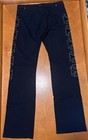 Rare Vintage Phantom Plush Iron Cross Cut Out Mesh Rhinestone Stretch Pants Xl