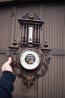 Antique French Wood Carved Wall Barometer