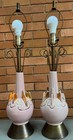 Vintage Mcm Pink Ceramic Brass Miller Lamps Mid Century Mod Lighting Atomic 50s