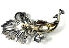 Vintage Sterling Silver Marcasite Peacock Bird Brooch Pin Missing Stones As Show