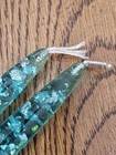 Vintage Mcm Lucite Candlesticks Teal Silver Flake Tapered  12  Set Of 2