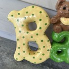 Vintage Plaster Baby Shelf Sign Hand Painted Kitsch Nursery Teddy Bear Sailboat