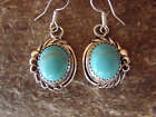 Navajo Indian Sterling Silver   Turquoise Dangle Earrings By Delores Cadman
