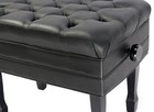 Genuine Leather Adjustable Piano Bench By Griffin   Black Solid Wood Vintage