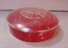 Vintage Round Red Marbled Sewing Thread Needle Storage Holder Container