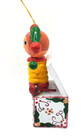 Vintage Christmas Tree Ornament Jack In The Box Painted Wood Jester