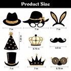 24pack Black Gold Photo Booth Props Vintage Cards Sticks Glitter For Party Decor