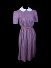 Vintage Cotton Purple Floral Dress With Peter Pan Collar And Short Sleeves