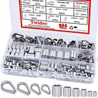 240-piece Wire Rope Cable Thimbles And Crimping Sleeve Kit - 304 Stainless Steel