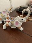 2 Vtg Chinese Asian Porcelain Elephant Statue Figurine Ceremonial 5  X 7 