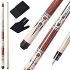 58  Professional Pool Cue Stick Set- Canadian Maple Shaft With Irish Linen Wr   