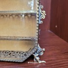 Vtg Miniature Gold Metal French Victorian Style Vitrine Curio Trinket Box Matson