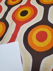 Awesome Rare Vintage Mid Century Retro 70s Yel Org Red Brn Circles Drops Fabric 