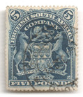 Rhodesia  bsa  Sc74 Sg92   5 Blue  favor Cancel  Filled Perfins Pf Coa Cv 3102