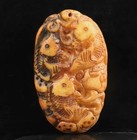 Authentic Chinese Auspicious Fish Jade Feng Shui Penda Chinese Artifact Tibet