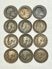 Lot Of 12 Circulated Old Large Great Britain Pennies - Nice Set 