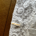 French Alencon Lace Vintage White Linen Wedding Handkerchief- Butterflies