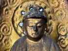 Y8764 Statue Wood Carving Buddha Figure Figurine Japan Antique Interior Decor