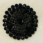 Awesome Antique Black Glass Large Passementerie Decorative  Button  1-7 16   