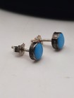 Simple Turquoise Sterling Silver Stud Earrings 6mm Artisan Made Southwestern
