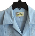 Yun-ha Guayabera Mexican Cuban Wedding Shirt Button-up Blue Embroidery Camp L-40
