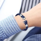Men s Handmade Leather Bracelet Multilayer Vintage Anchor Bracelet Cuff Wrap    