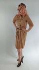 1950s Tan Dress With Lucite Tiger Eye Buttons