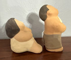 Japanese Vintage Clay Folk Art Figurines Boy   Girl Whistling Unique 5 5    4 