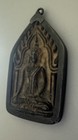 Antique Thai Metal Buddhist Amulet Seated Monk Pendant