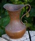 Antique Hand Hammered Copper Pitcher 8  H  Great Rustic Decor 