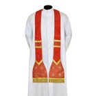 New Red Roman Fiddleback Chasuble  Fiddleback Vestment 5pcs Mass Set  Casulla