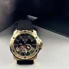 Bulova Marine Star 98a272 Automatic Men s Watch Black Gold Dial Rubber Strap