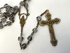 Vintage 2 Cruxifix Rosary 1 Silver Plate Ball Bead And 1 Glass Bead