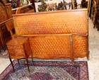 French Antique Louis Xv Parquetry Rosewood Queen Size Bed   2 Nightstand