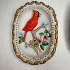 Vintage Homco Red   Yellow 3d Bird Floral Porcelain Wall Plaque Ornate Decor