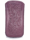 Art De Piel Genuine Leather Eyeglass Pouch Brown Mexico Embossed Horse Design