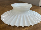 Antique Victorian Milk Glass Pleated Petticoat Shade 8  Diameter 2 1 2  Fitter