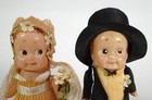Antique-vintage 20s Celluloid 5  Wedding Bride   Groom Kewpie Type Doll Figures