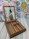 Vintage Antique Victorian Carved Wooden Jewelry Box With Mirror And Divider Tray